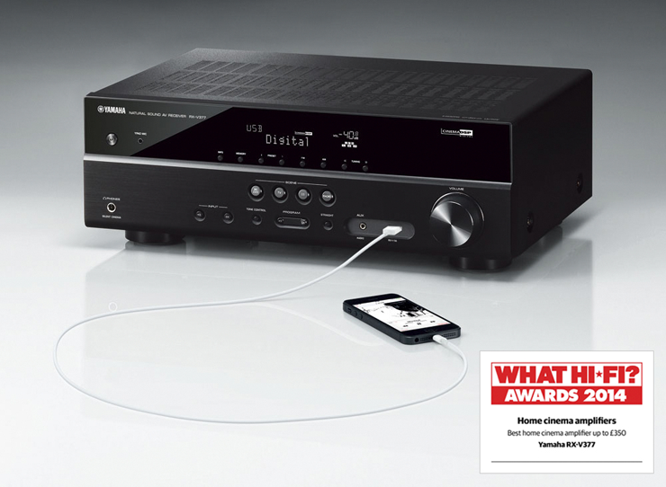 d88尊龙z65.1声道家庭影院收音扩音机RX-V377 荣获2014年度What Hi-Fi?五星评价大奖
